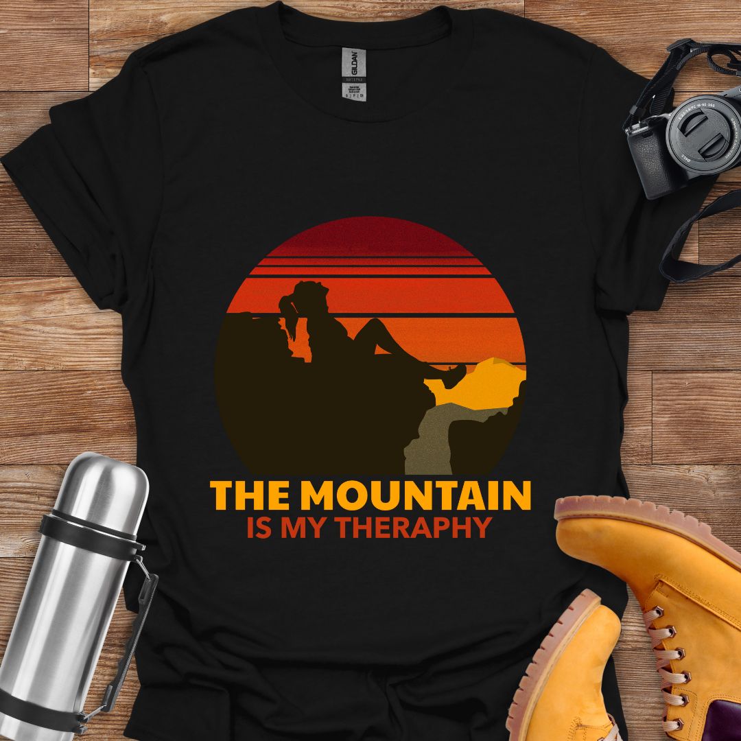 The Mountain Is My Therapy T-shirt Black