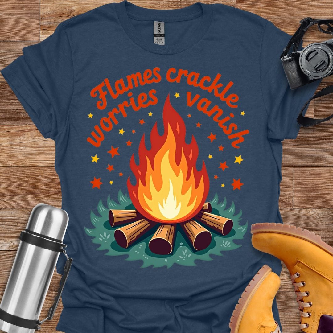 Freekeend T-Shirt Heather Navy / S Flames Crackle Worries Vanish T-shirt