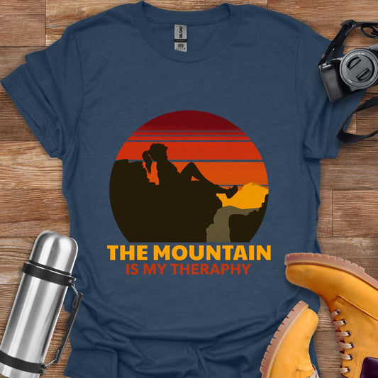The Mountain Is My Therapy T-shirt Heather Navy
