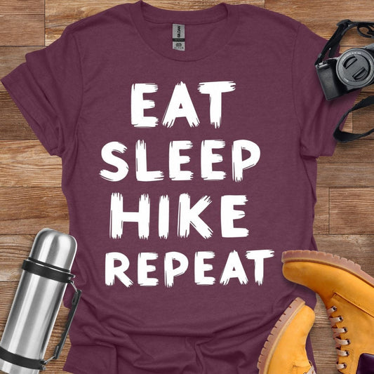 Freekeend T-Shirt Heather Maroon / S Eat Sleep Hike Repeat T-shirt