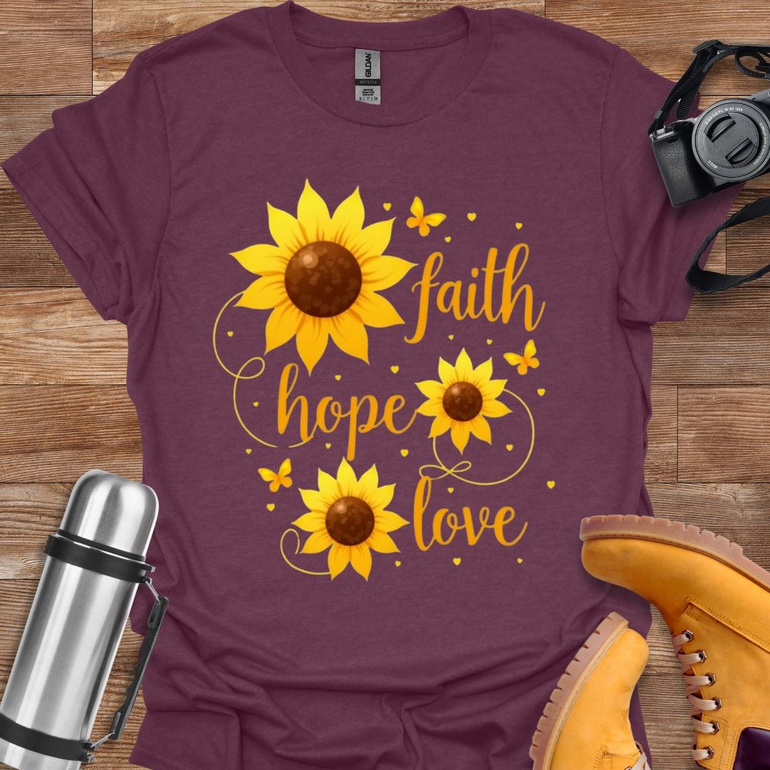 Freekeend T-Shirt Heather Maroon / S Faith Hope Love T-shirt