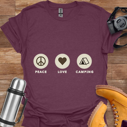 Freekeend T-Shirt Heather Maroon / S Peace Love Camping T-shirt