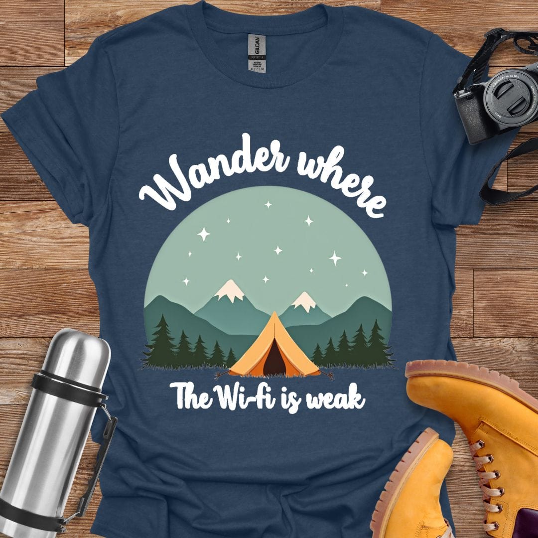 Freekeend T-Shirt Heather Navy / S Wander Where The Wifi Is Weak T-shirt