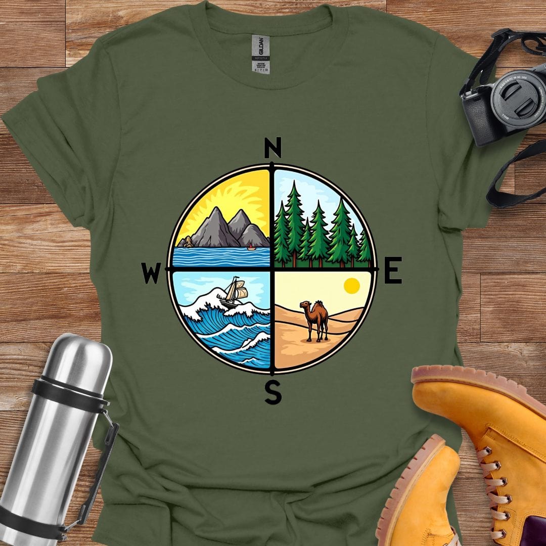 Freekeend T-Shirt Military Green / S Adventure Compass T-shirt