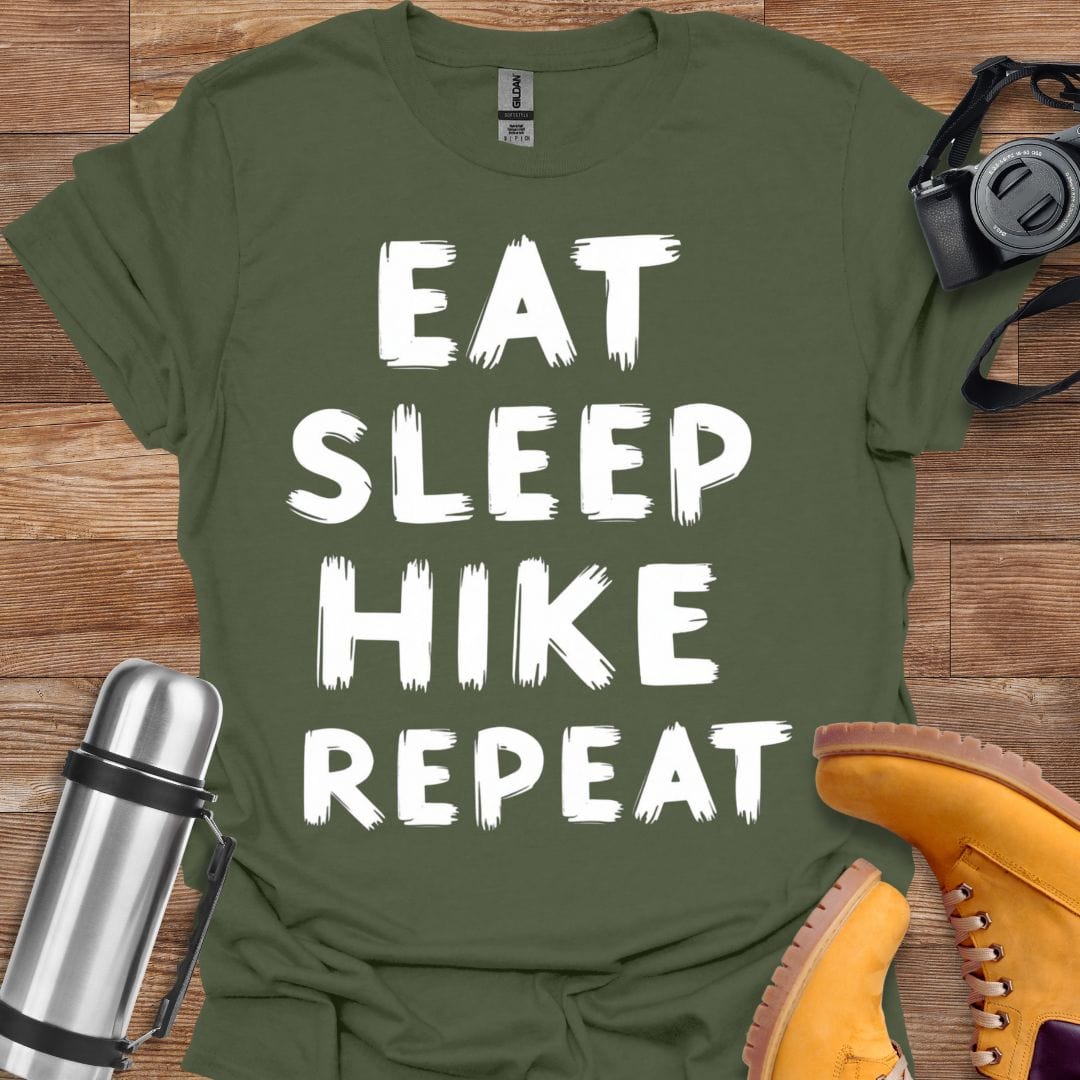 Freekeend T-Shirt Military Green / S Eat Sleep Hike Repeat T-shirt