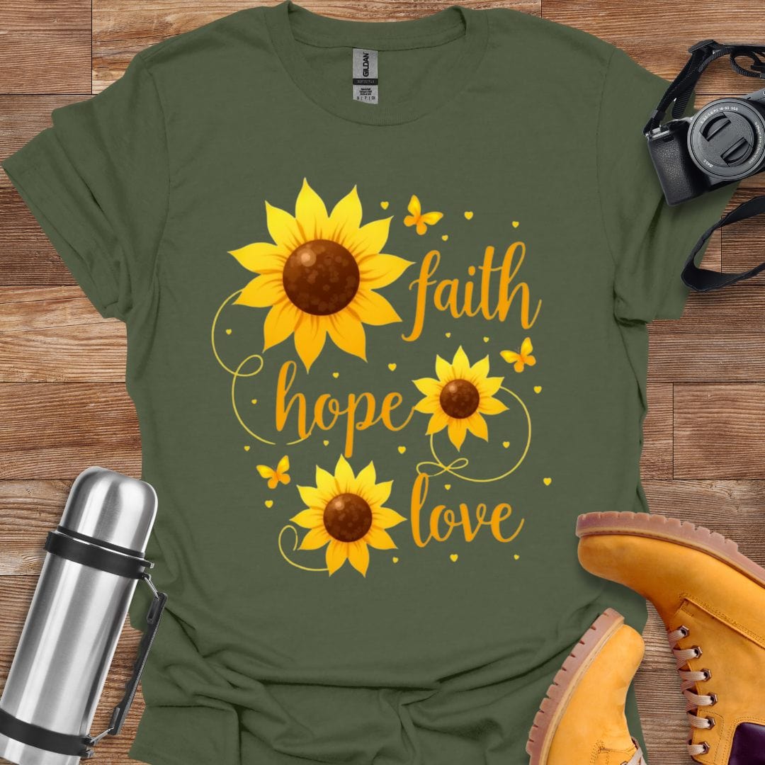 Freekeend T-Shirt Military Green / S Faith Hope Love T-shirt