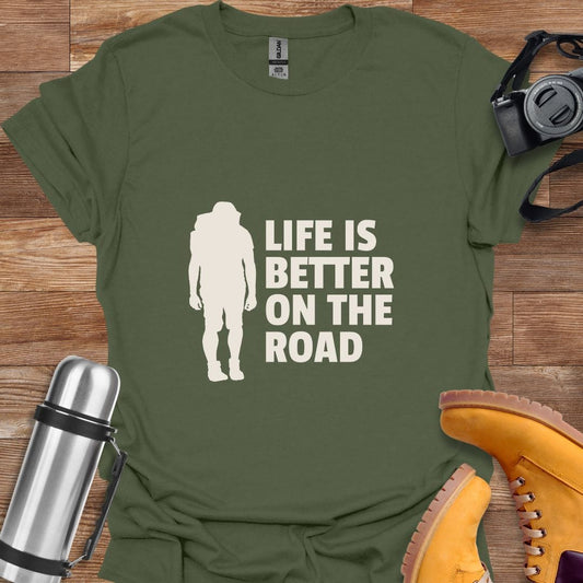 Freekeend T-Shirt Military Green / S Life Is Better On The Road T-shirt