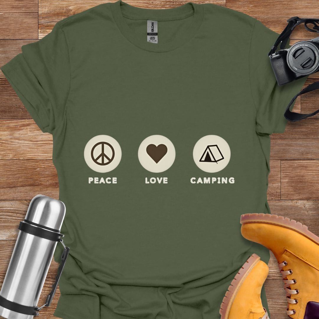 Freekeend T-Shirt Military Green / S Peace Love Camping T-shirt