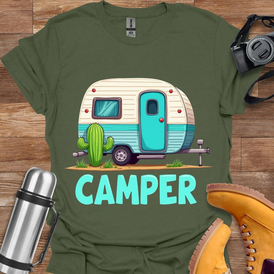 Freekeend T-Shirt Military Green / S Retro Camper T-shirt