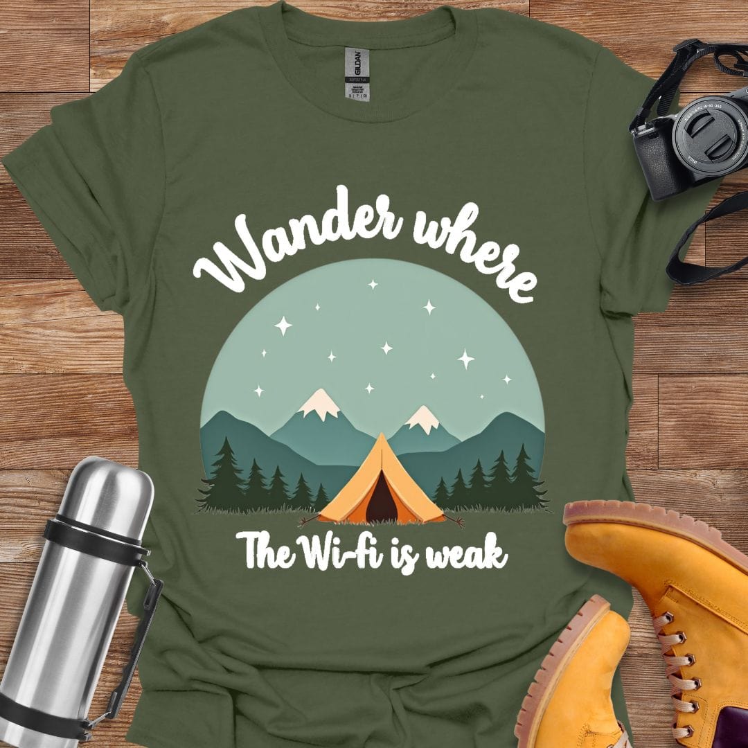 Freekeend T-Shirt Military Green / S Wander Where The Wifi Is Weak T-shirt