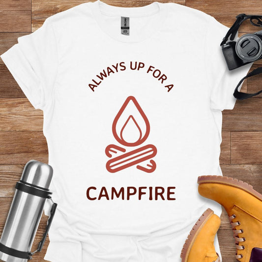 Freekeend T-Shirt White / S Always Up For A Campfire T-shirt