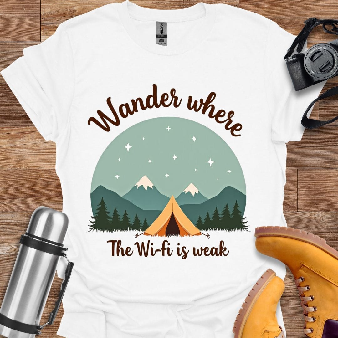 Freekeend T-Shirt White / S Wander Where The Wifi Is Weak T-shirt